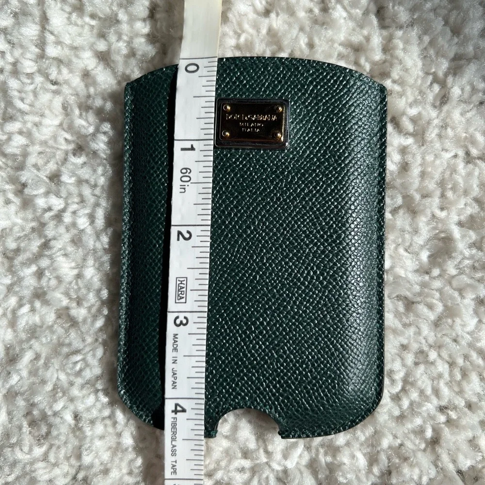 Dolce & Gabbana Green Leather Phone Sleeve Cover
